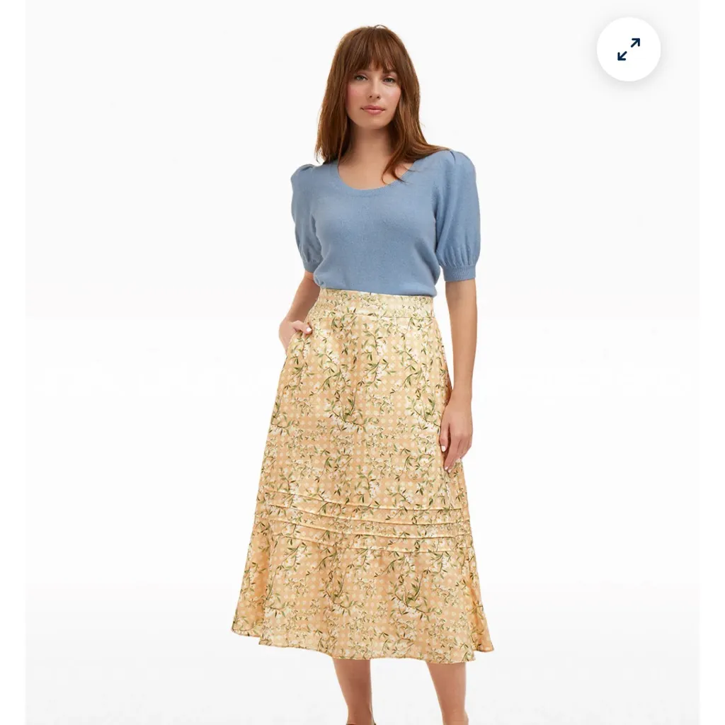 Draper James Floral Midi‎ Skirt in Cream and Green - Image 6
