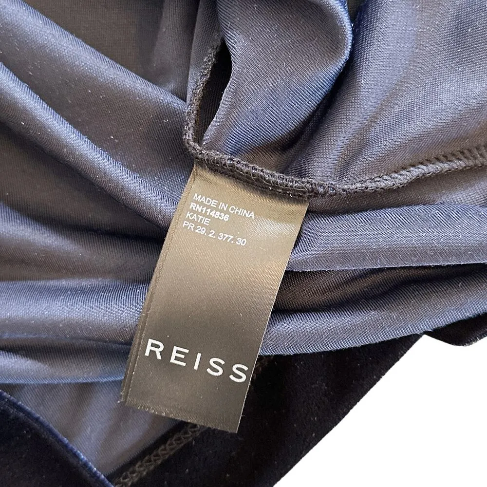 Reiss NEW Katie Luxurious Velvet Long Sleeve Cut Out Mini Dress Navy Blue US 2 - Image 8
