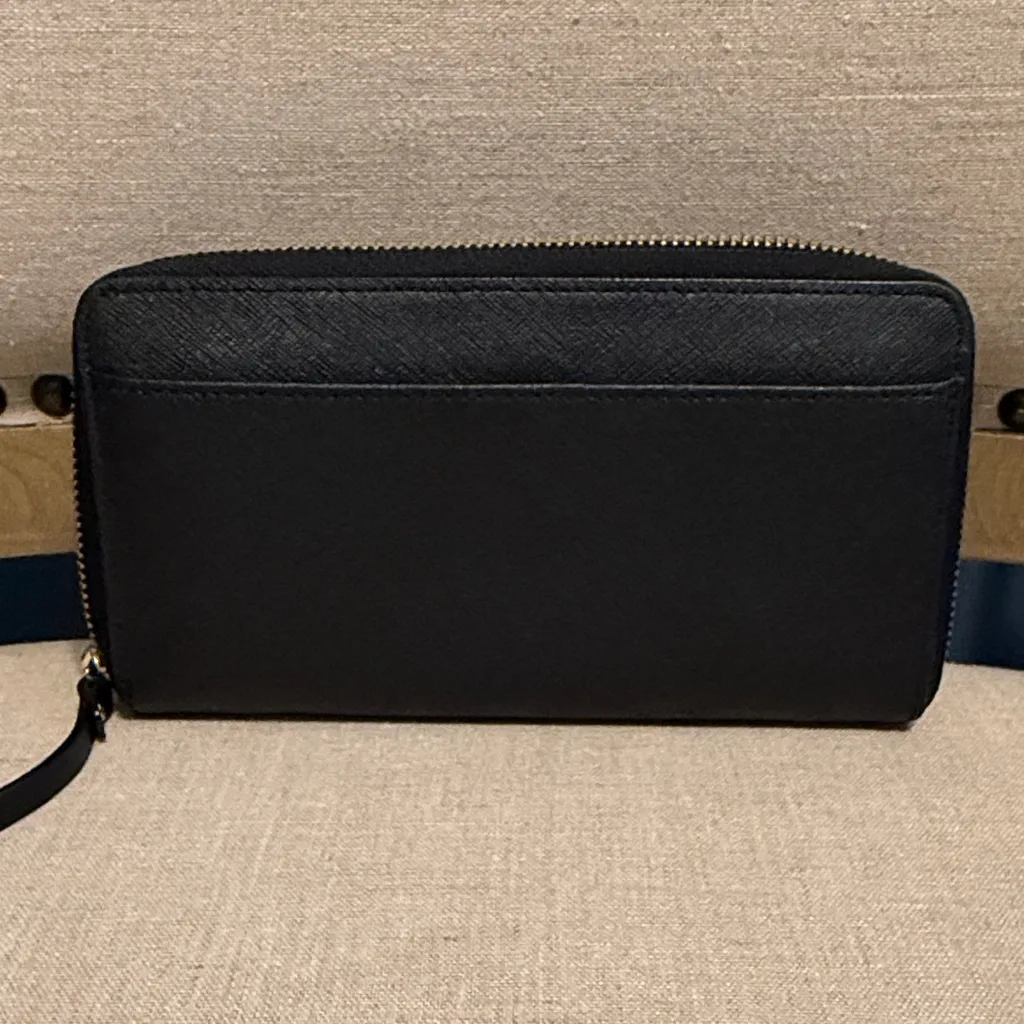 Kate Spade Midnight Black Leather Zip Wallet - Image 6