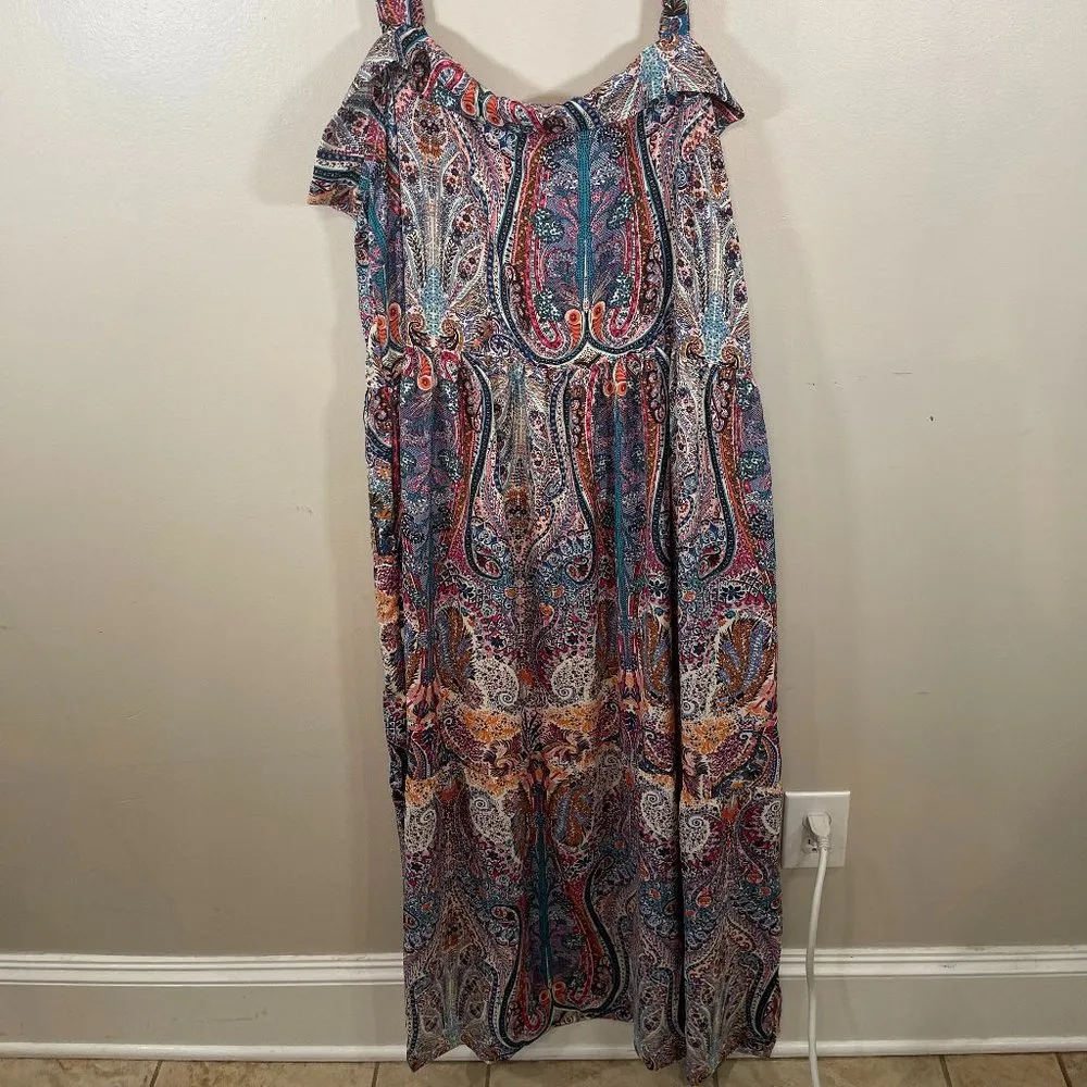 NWT Dex Thalia Tiered Maxi Dress in Brown and Red Size 1X - Image 4
