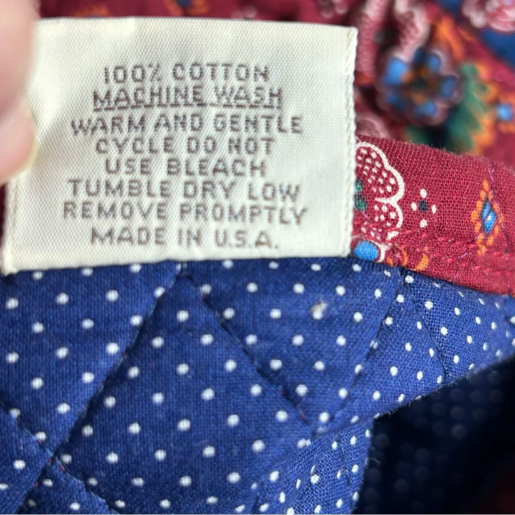 VTG Vera Bradley Red Blue Paisley Floral Providencial Foldable Cosmetic Bag - Image 8