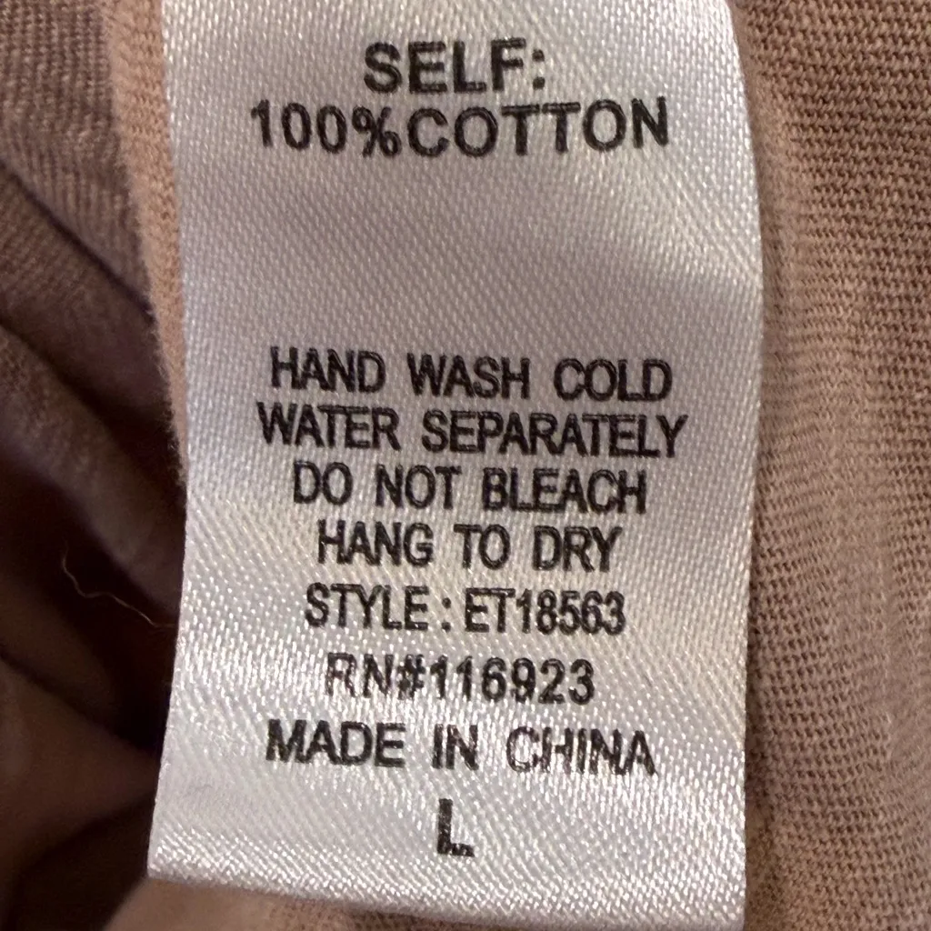 Easel Oversized V Neck Top Large Neutral Cotton Slub Boxy Fit - Image 6