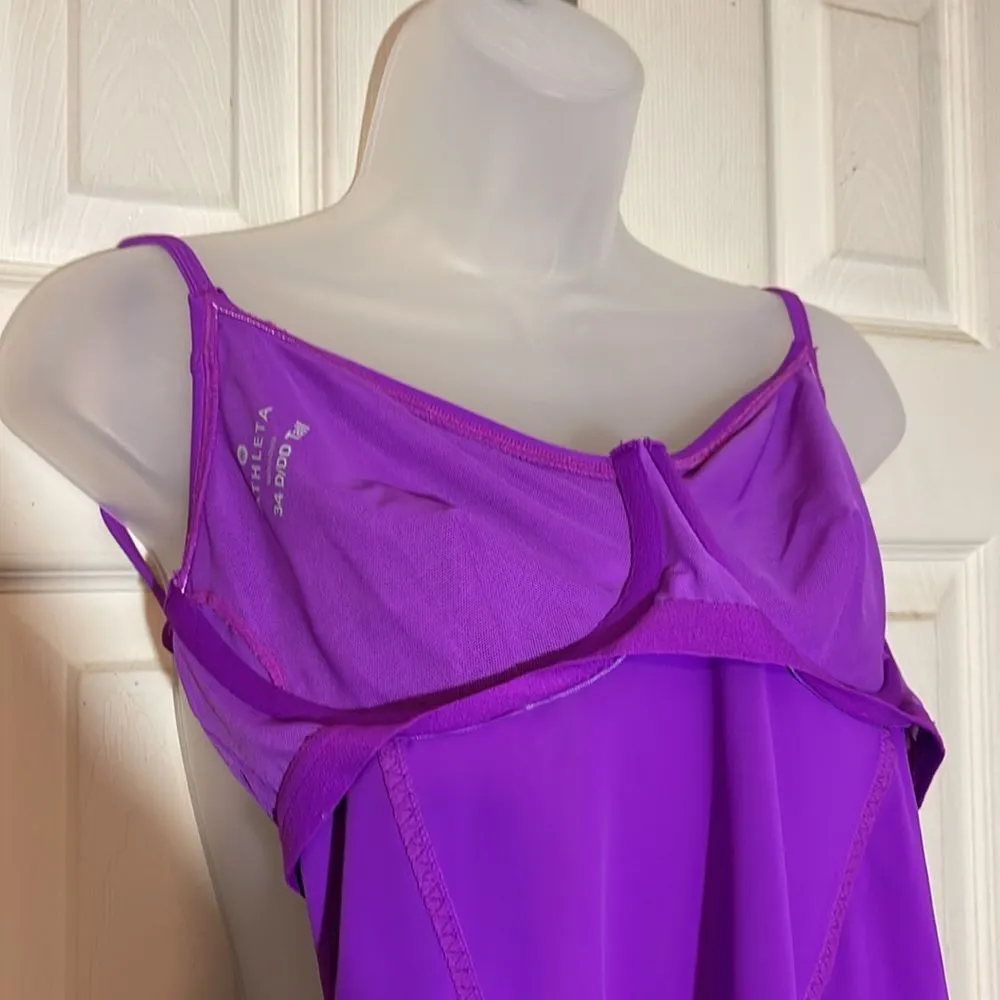Athleta Bright Purple Athletic Tank Top Built In Underwire Bra 34D 34DD Tall - Image 12
