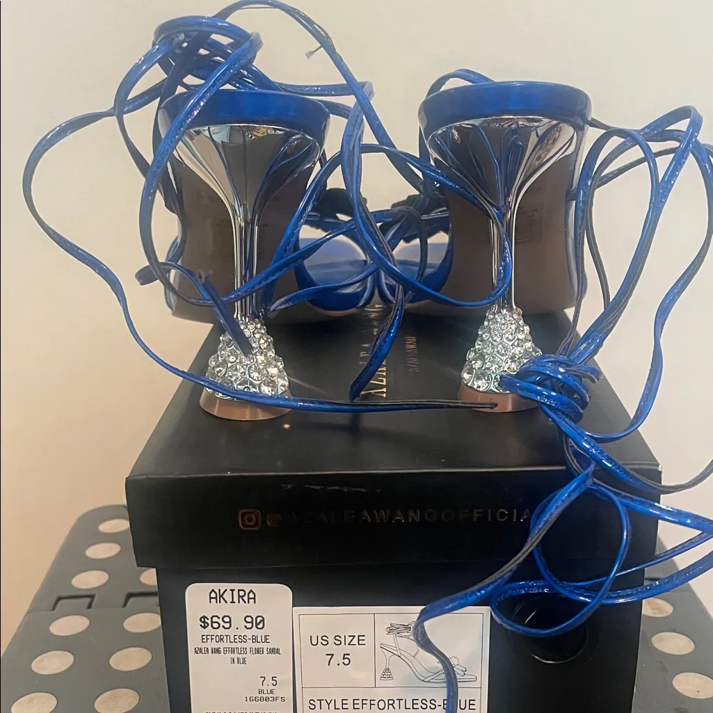 Azalea Wang Blue Embellished Heels Size 7.5 - Image 3