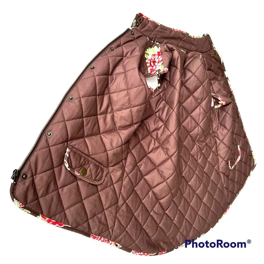 Matilda Jane Sz S Sydney Reversible Quilted Puffer Vest Brown Floral Cor… - Image 5