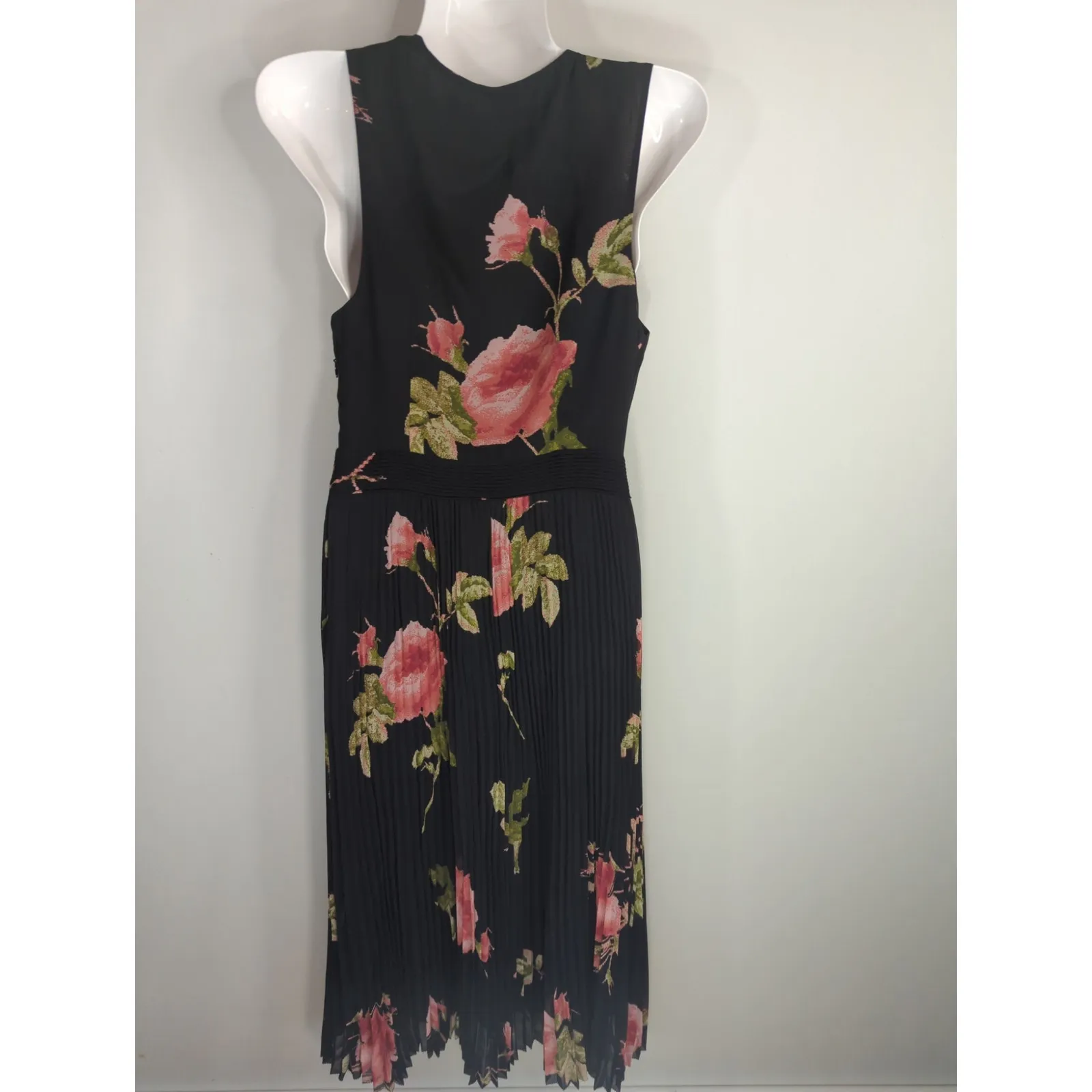 Aritzia Wilfred‎ Black Floral Julianne Faux Wrap Pleated Midi Dress Size 2 Boho - Image 8
