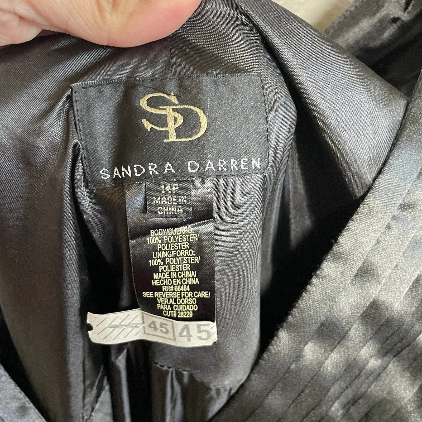 Sandra Darren Dress 14 Petite Black Zip Lined Classic Cocktail Church Sleeveless - Image 5