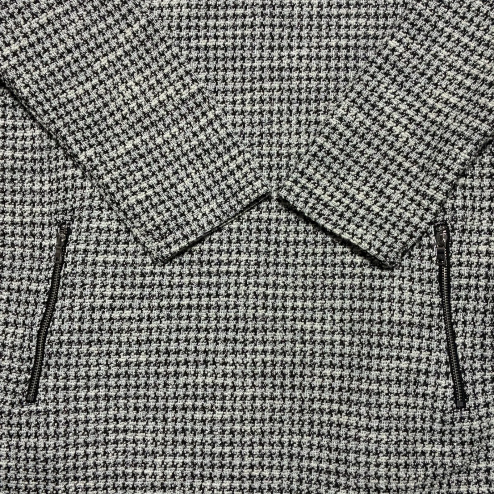 GAP Tweed Houndstooth 3/4 Long Sleeve Zip Pocket Mini Dress Women's M - Image 3