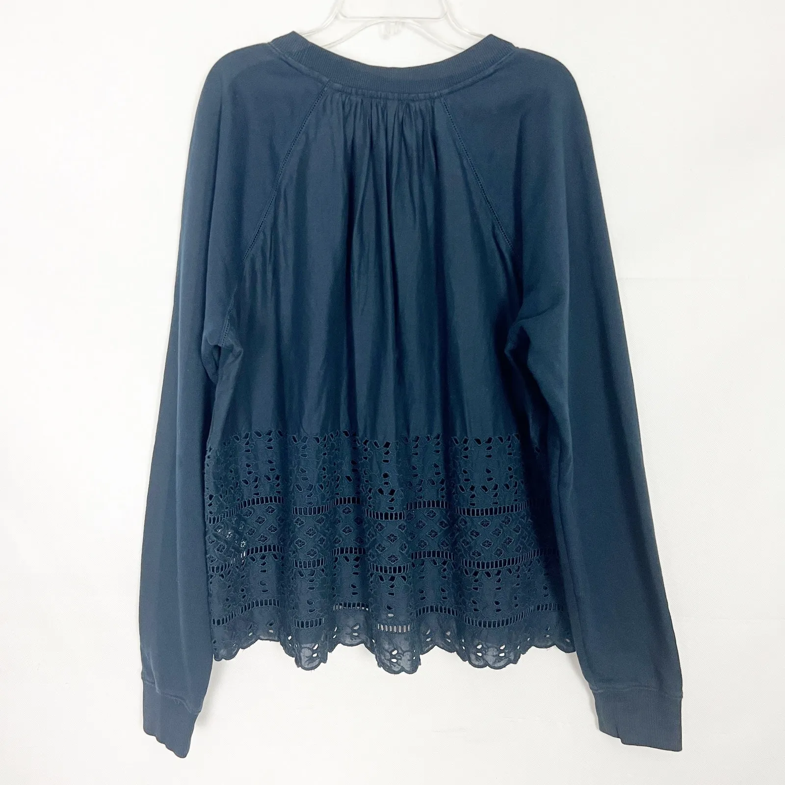 J. Crew Pullover Blue Eyelet Sweater Size Large - Image 6