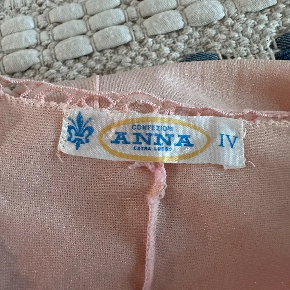 Vintage Dress French Dress Peach Medium Fit Midi Romantic Special Occasion Sleep Orange - Image 2