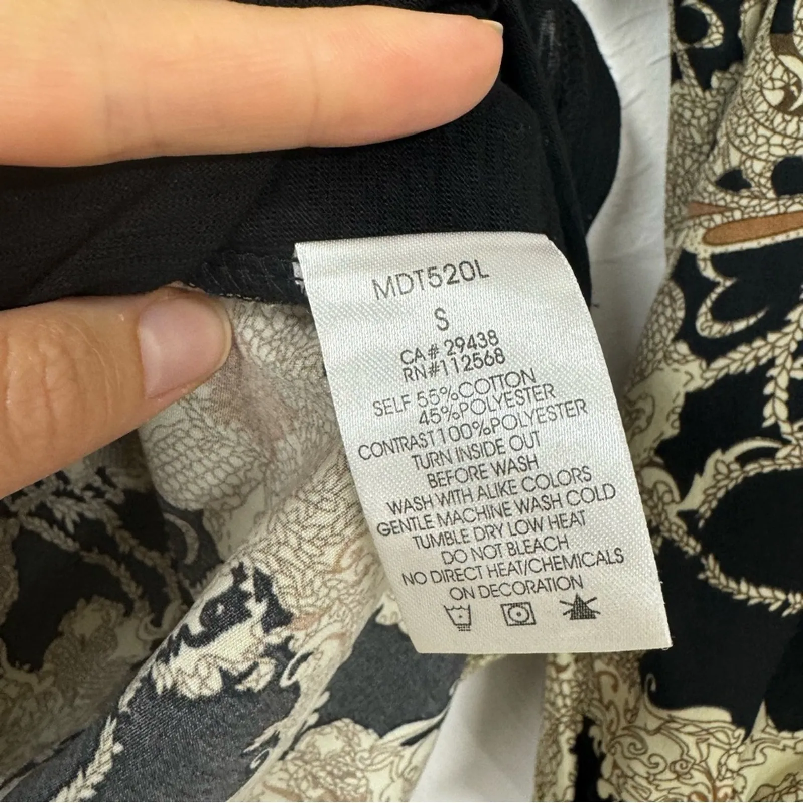 Miss Me Y2K Black Tan Blouse Womens S Paisley Beaded 3/4 Sleeve Lightweight - Image 7