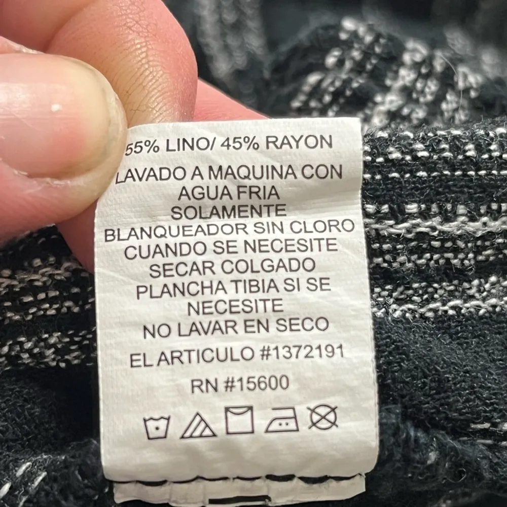 Briggs Linen Black White Striped High Waist Shorts Size‎ Large Boho Chic Hippie - Image 7