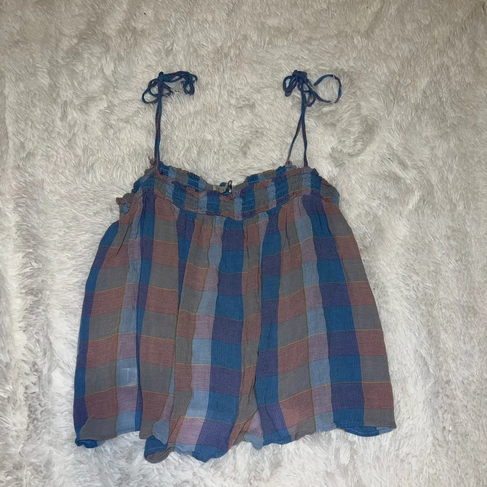 Plaid Adjustable Strap Tank Top size XL Loft Cottage Core Costal Grandma XL - Image 3