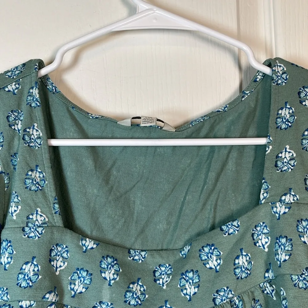 Lucky Brand Light Green L/S Square Neck Blouse Peasant Shirt Large EUC #0548-OC - Image 5