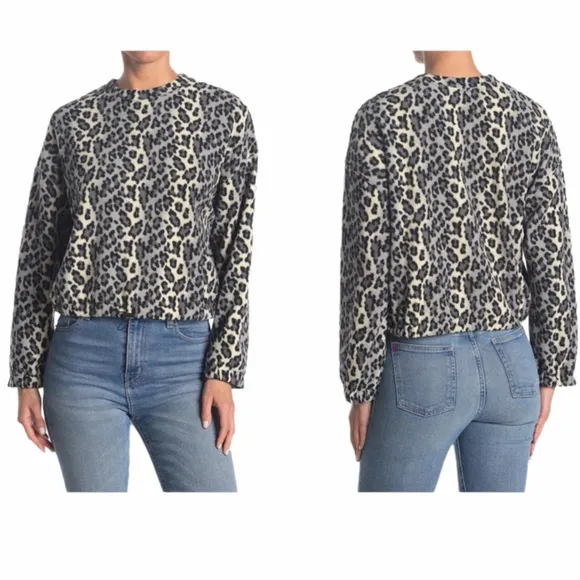 Abound Giada Leopard Print Fleece Sweatshirt XS Nordstrom Animal NWT - Image 2