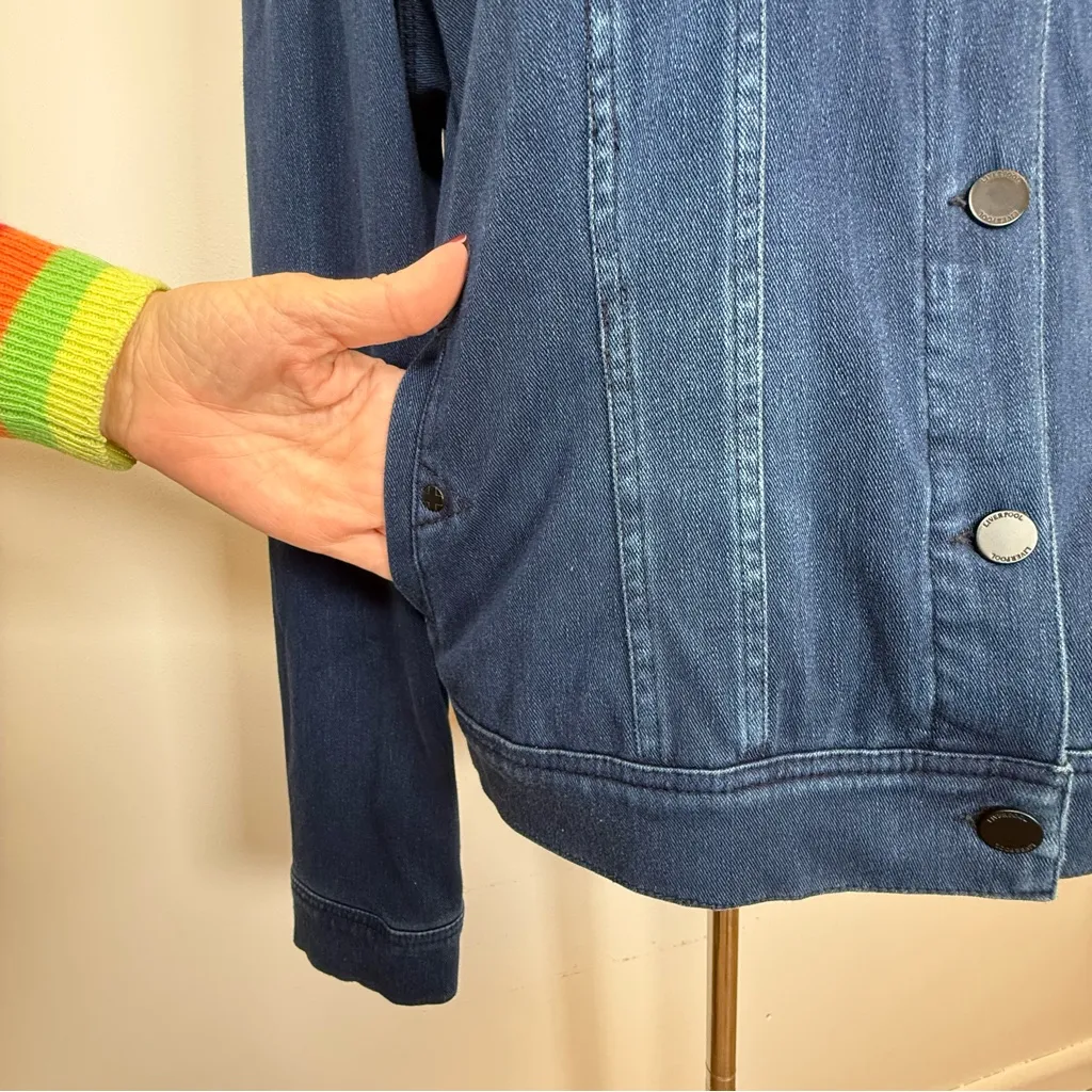 Liverpool Los Angeles Dark Americana Denim Jean Jacket Women’s Size Medium - Image 7