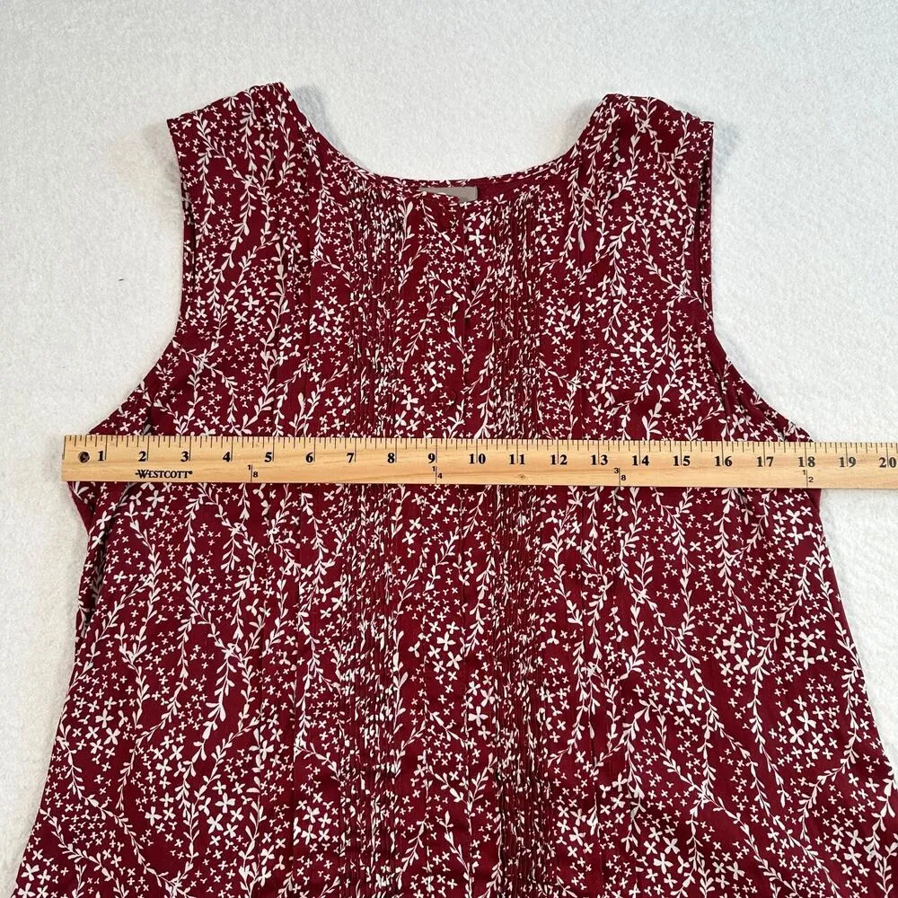 Dolan Anthropologie Tank Top Women's Large Wine Floral Solid Back Pleated Front Red - Image 7