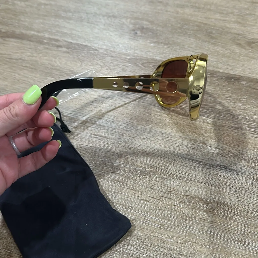 Gold Aviator Sunglasses with Brown Lenses - Image 2