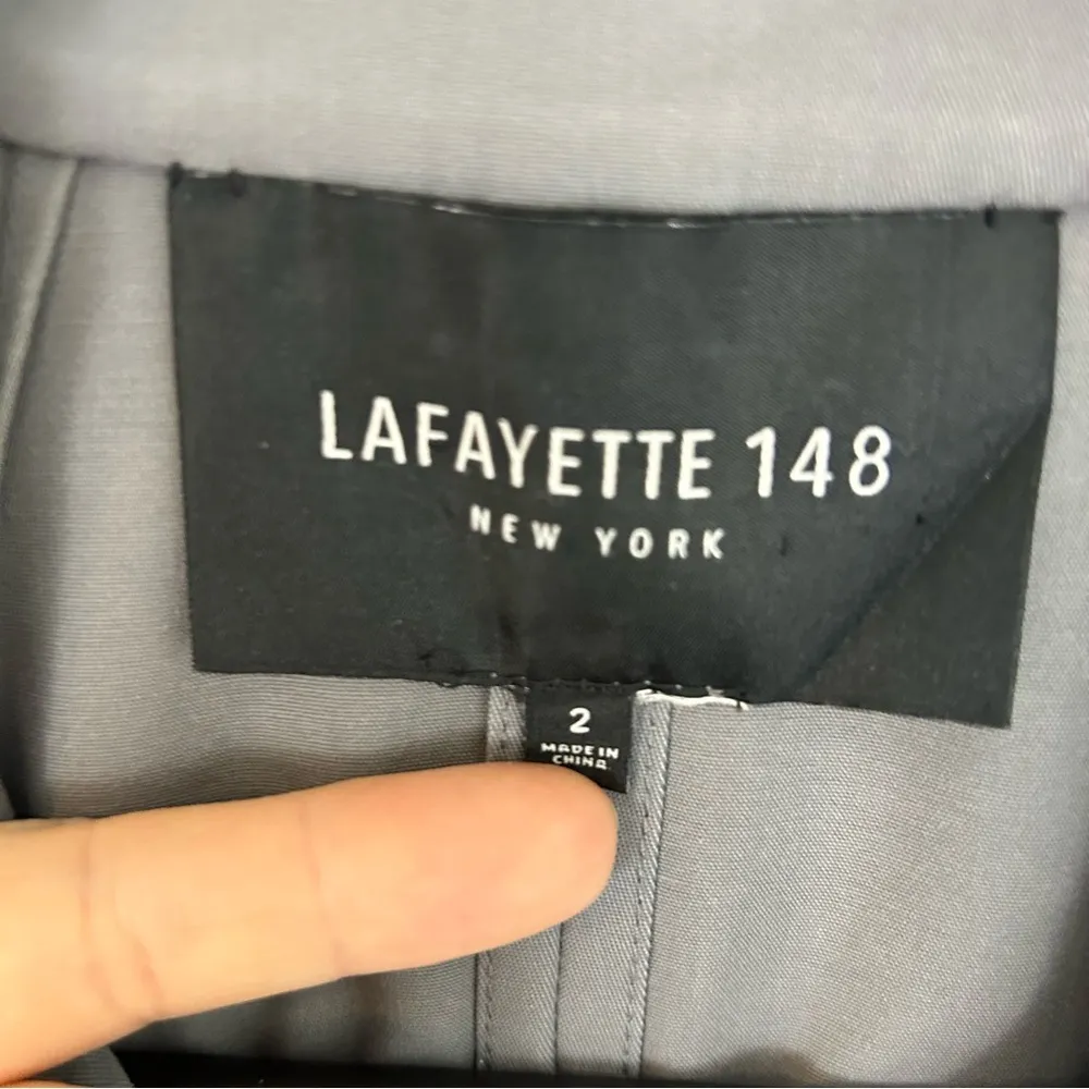 Lafayette 148 Fitted Grey Jacket/Blazer Size 2 Gray - Image 8