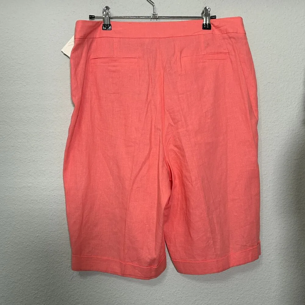 NWT Anne Klein Coral Linen Blend Tailored Trouser Shorts Sz 8 Minimalist Capsule - Image 3