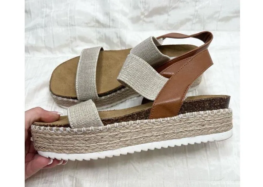 Steve Madden Jacklin Espadrille Brown Beige Open Toe Casual Sandals Size 8 - Image 4