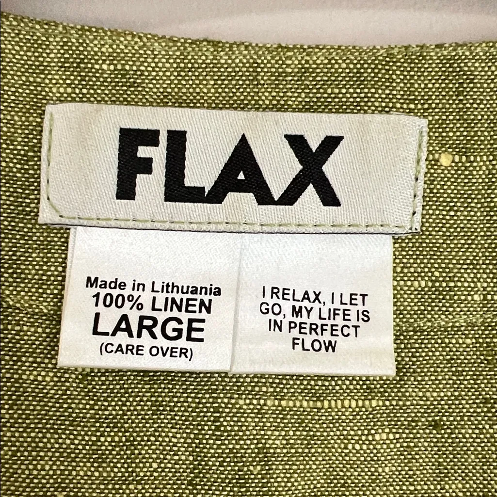 FLAX 100% Linen Oversized Tunic Shirt Tunic Pockets Lagenlook Boho Sz Large - Image 4