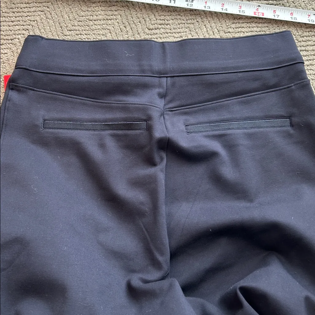 New Spanx Black Ponte Knit Pull On Pants Straight Leg Size L - Image 8