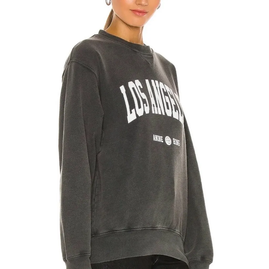 Anine Bing Ramona Los Angeles Sweatshirt XS Gray Crewneck University Streetwear - Image 2