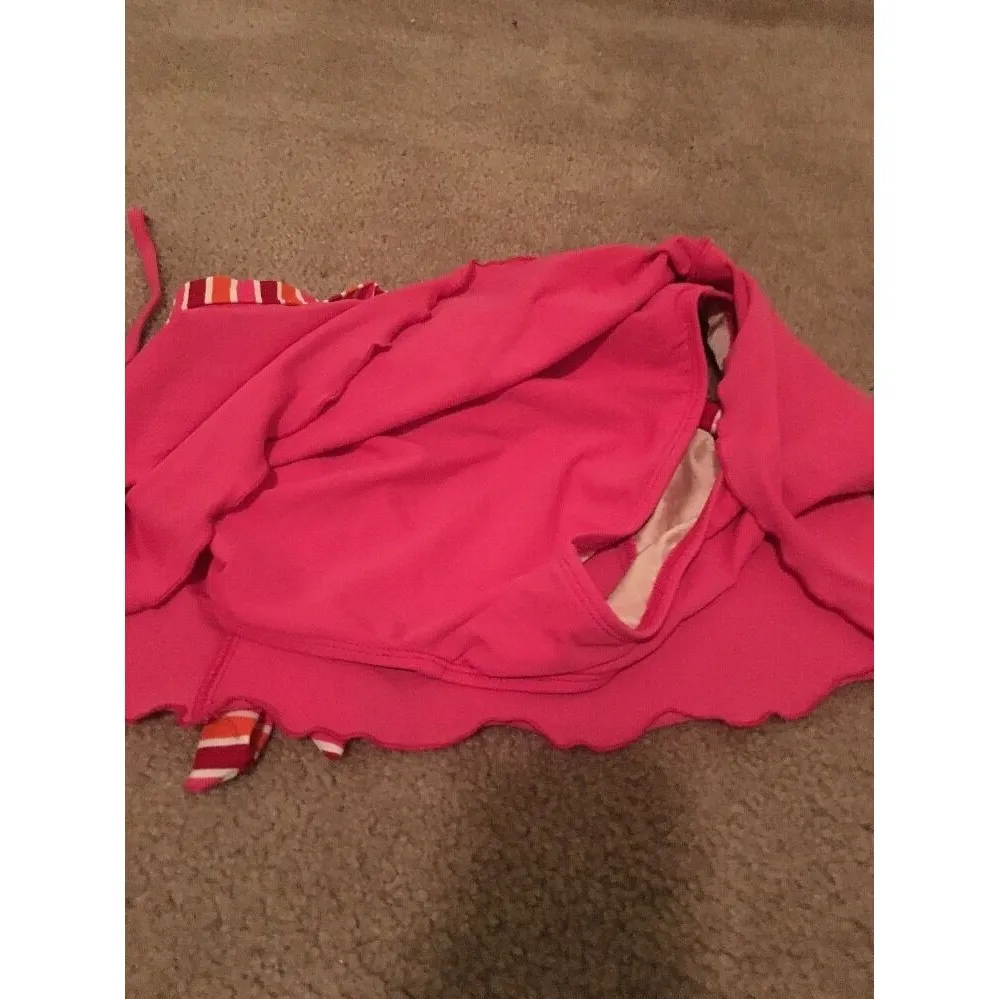 Isaac Mizrahi Women's 2-Piece Swim Skirt & Top Set Size Medium Striped Pink - Image 6