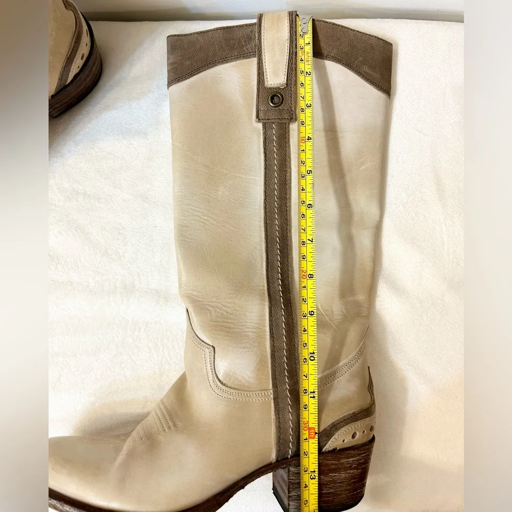 Sendra Handmade Leather Cowboy Boots in Cream and Brown Size 6.5 - Image 16