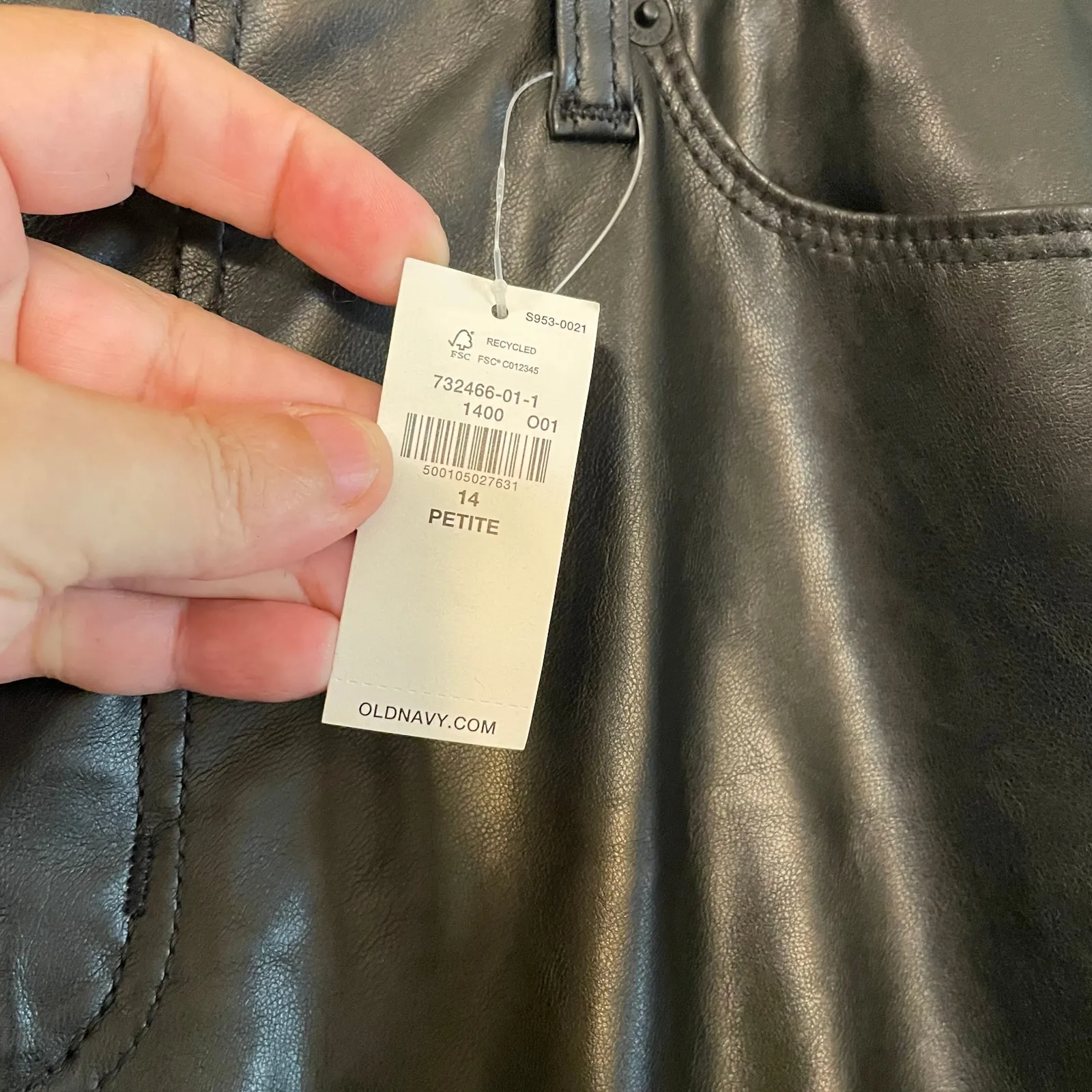 NWT Old Navy High Waisted OG Straight Faux Leather Pants Black Women’s Sz 14P - Image 7