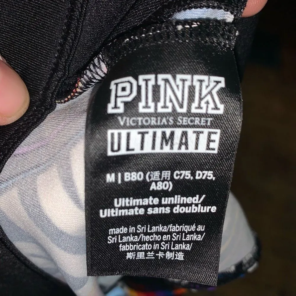 Victoria’s Secret Pink Ultimate rainbow M wireless workout sporty bra - Image 3