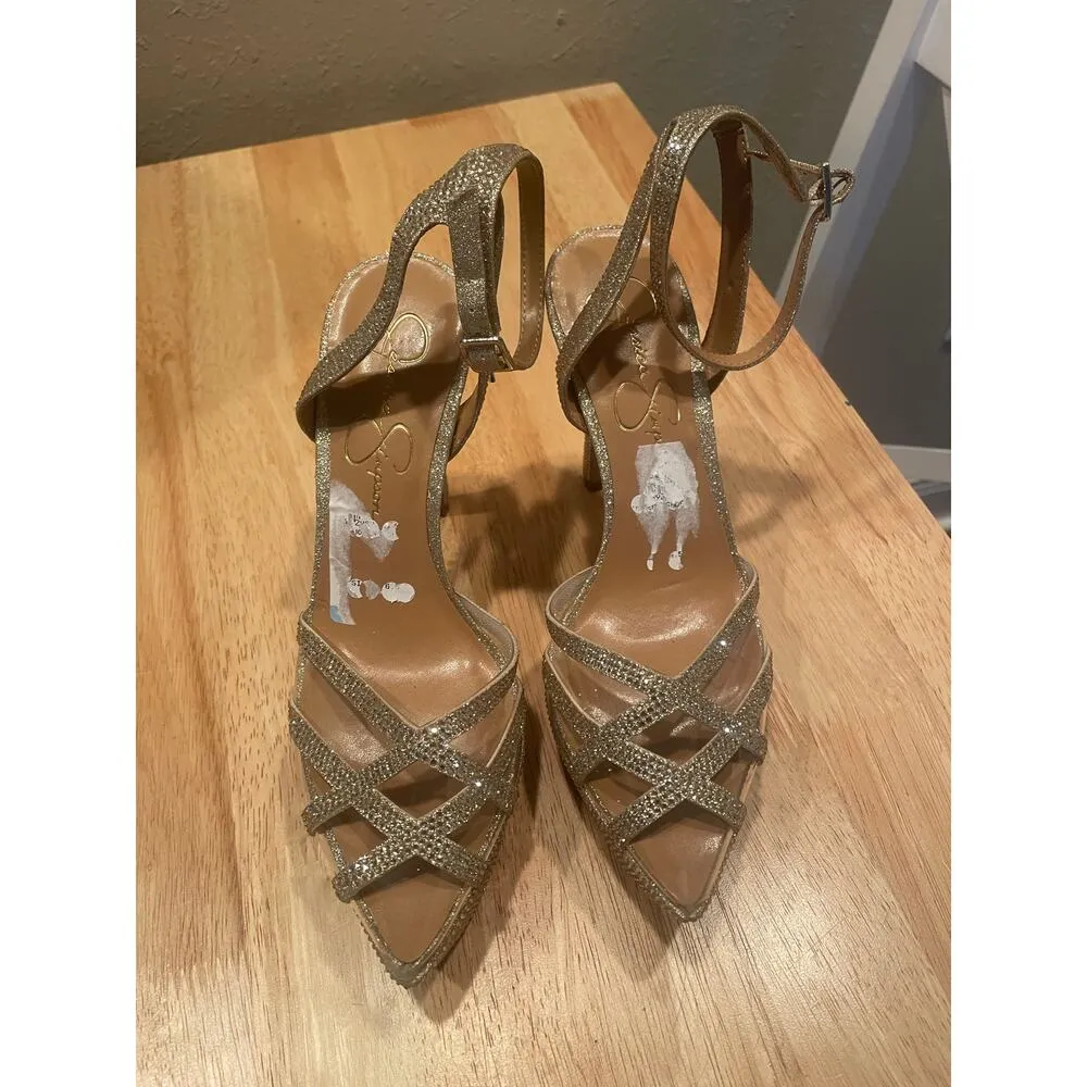 Jessica Simpson Glances There Gold Platform Strappy Sandals, S99 - Image 3