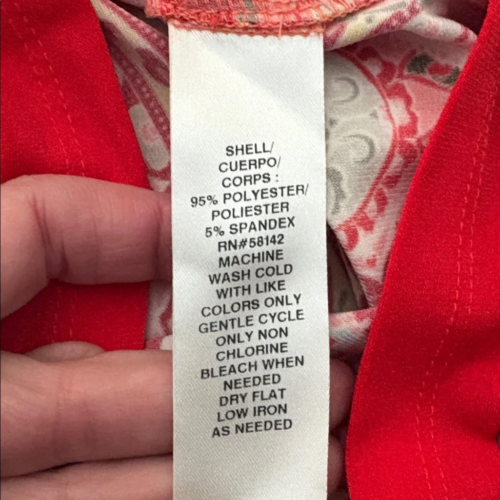 London‎ Times 3/4 Sleeve Shift Dress Coral Pink Red size 8 - Image 8