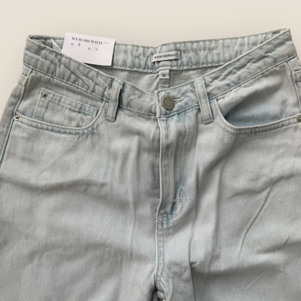 WeWoreWhat |  Mid Rise Distressed Straight Leg Jeans - Size 26 - Image 6