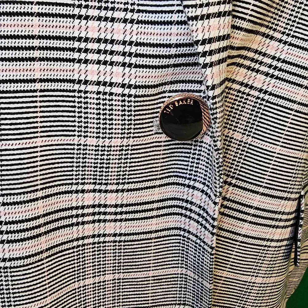 Ted Baker London Womens Pink Black Kimm Ribbed Cuff 30 Years Blazer 3‎ 12 - Image 4