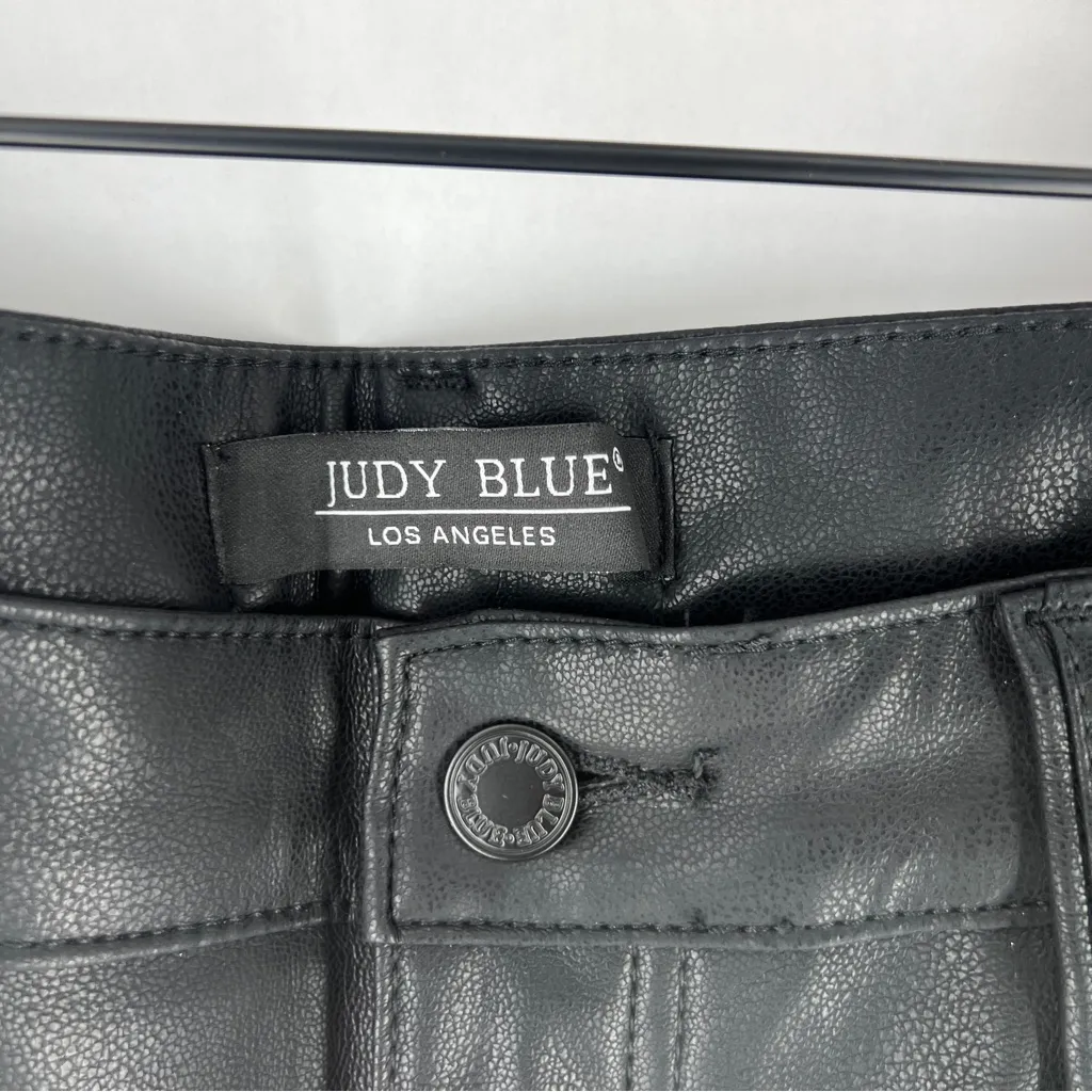 Judy Blue Faux Leather Black Tummy Control High Rise Straight Leg Pants Size 32 - Image 5