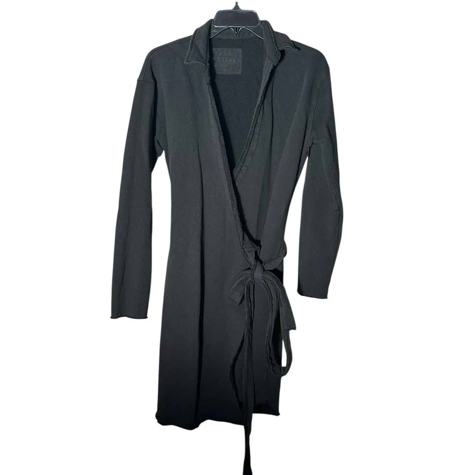 Frank & Eileen Willa Wrap Dress Womens Medium Triple Fleece Black Old Money - Image 5
