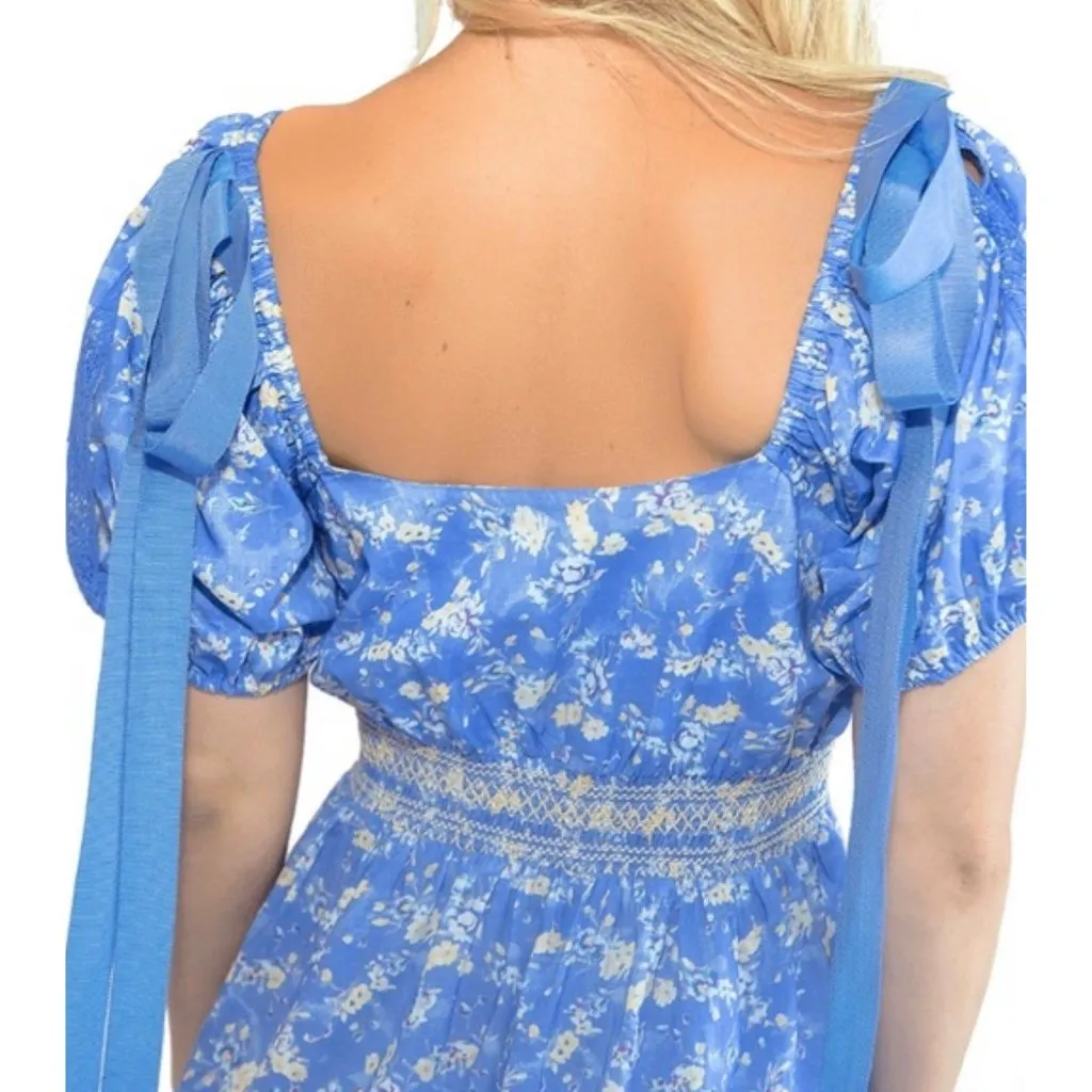 NWT LOVESHACKFANCY Angie Maxi Dress Blue Jay COTTON SZ6 - Image 4