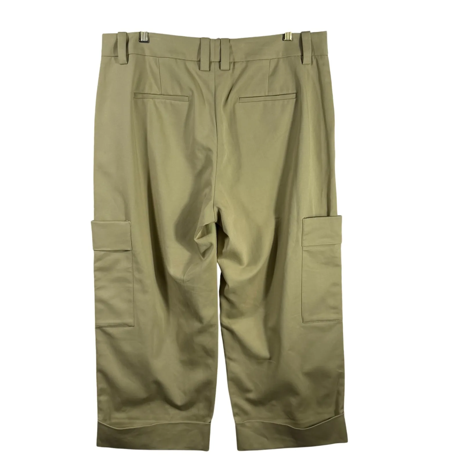 Vince Women's Cropped Cargo Pants 14 NWT Khaki Green Cotton Stretch Utility - Image 13
