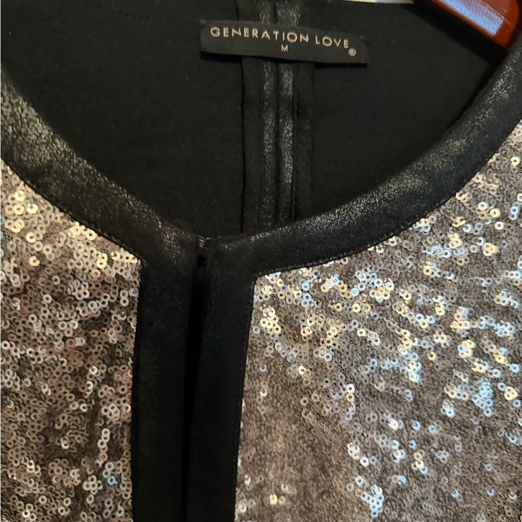 Generation Love  Black and Silver Sequin Blazer - Image 3