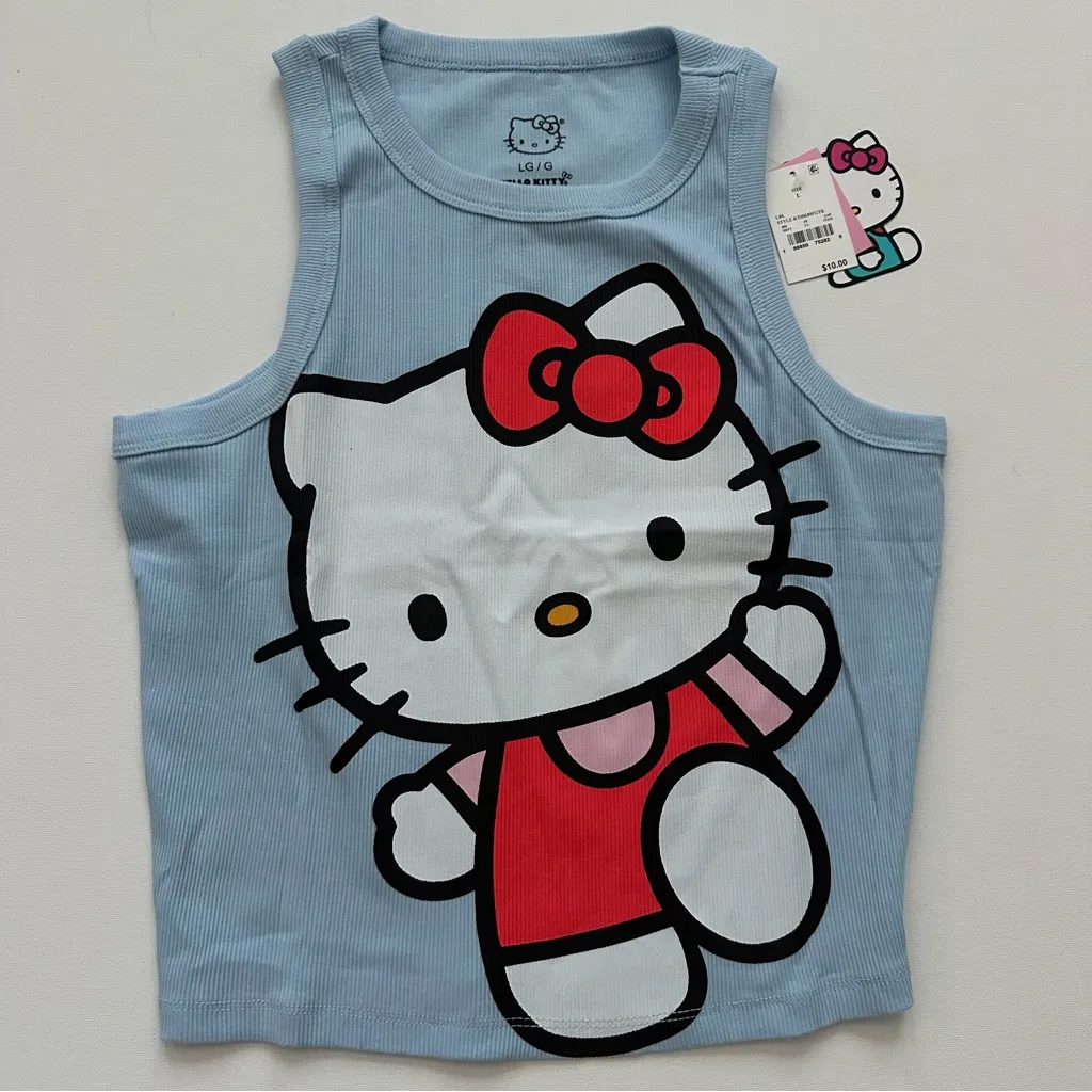 Hello Kitty  Light Blue and Red Womens Tank Top Size L New - Image 3