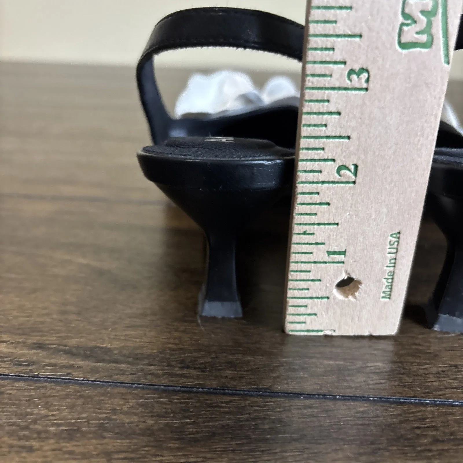 Anne Klein Ice Kitten Heel Size 7 Sling Back Black White Flowers Pump - Image 5