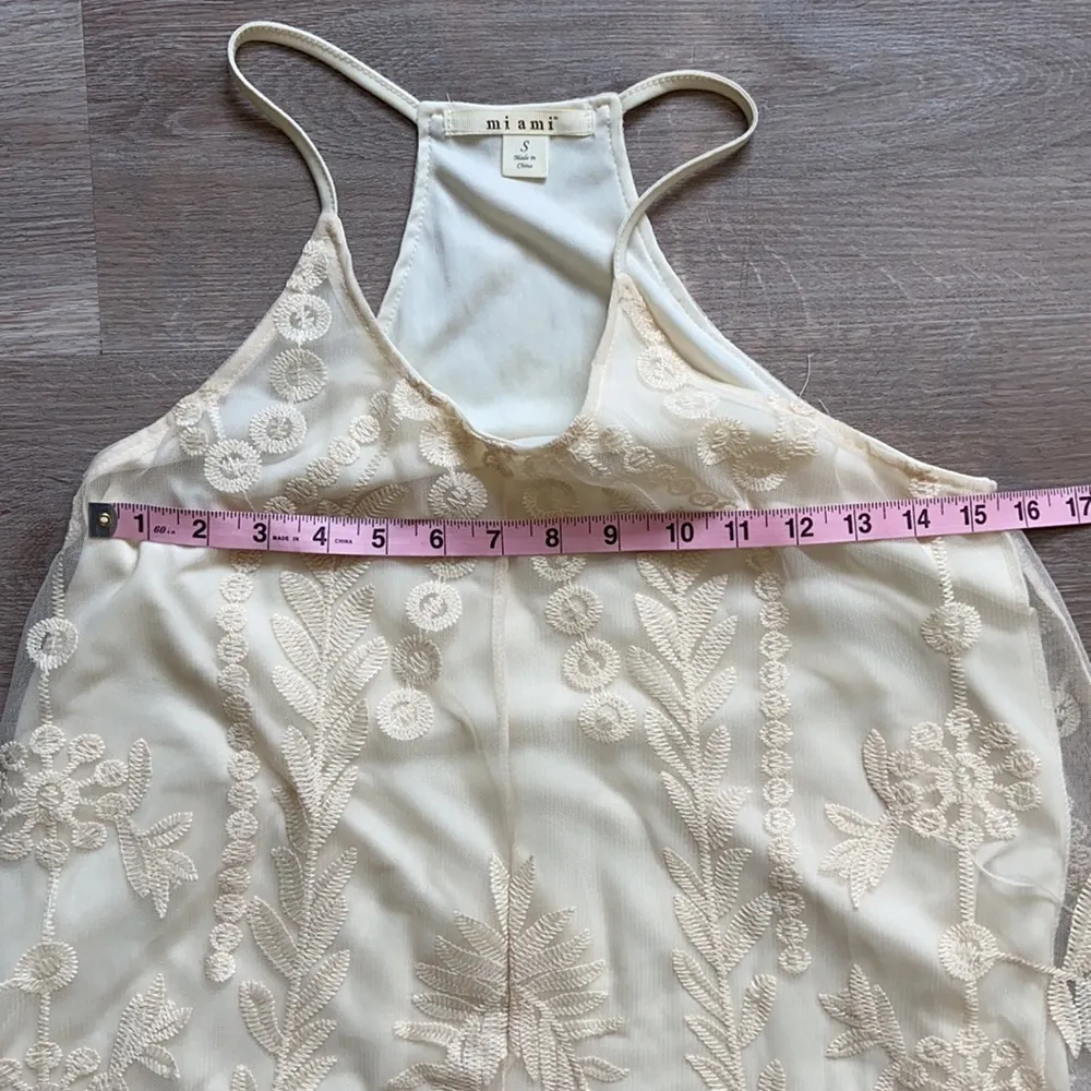 MIAMI Women’s Cream Lace Layered RacerBack Midi Dress Size Small - Image 6