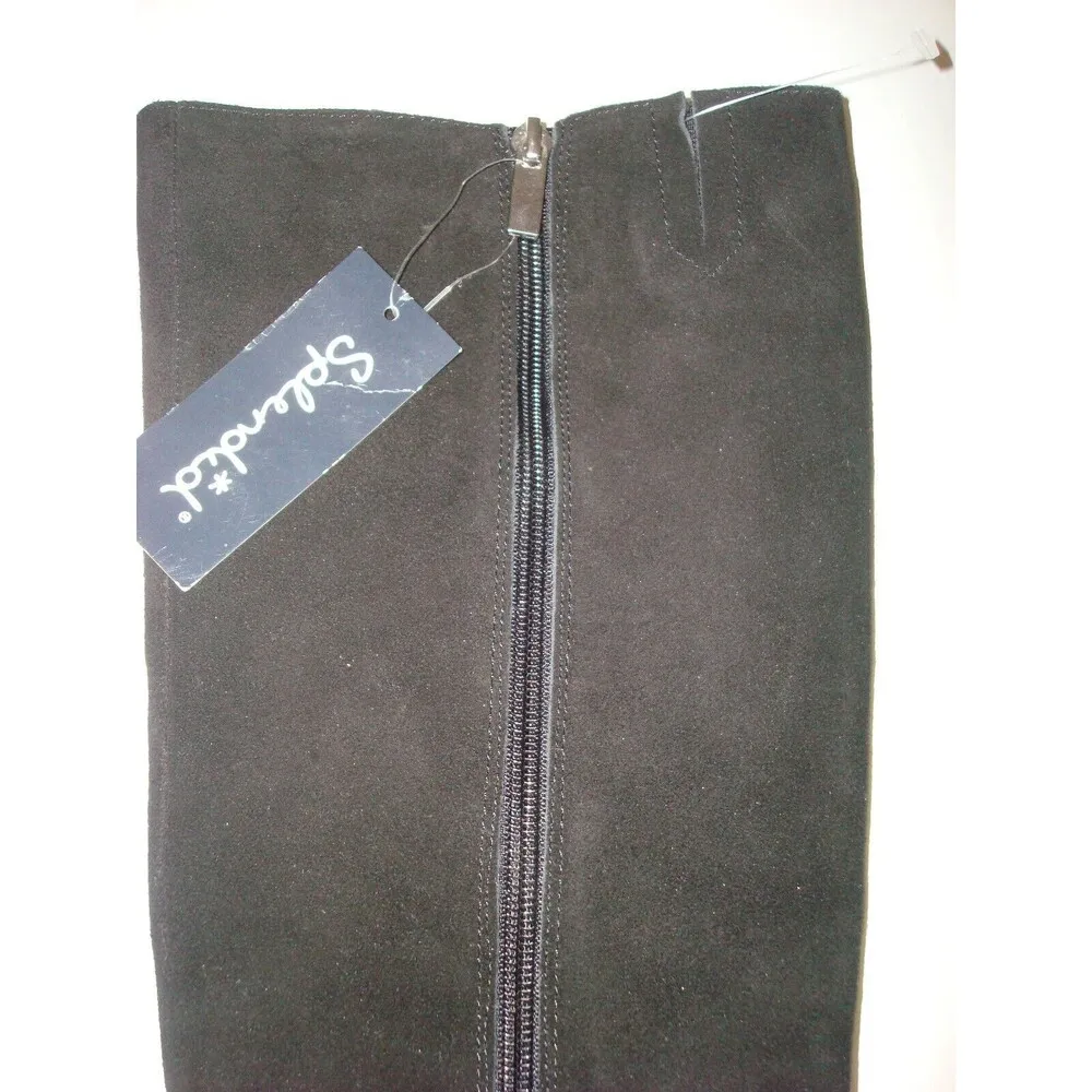 New $199 Black Womens 8 Splendid Abby Suede Leather Boots Tall Knee NWT - Image 3