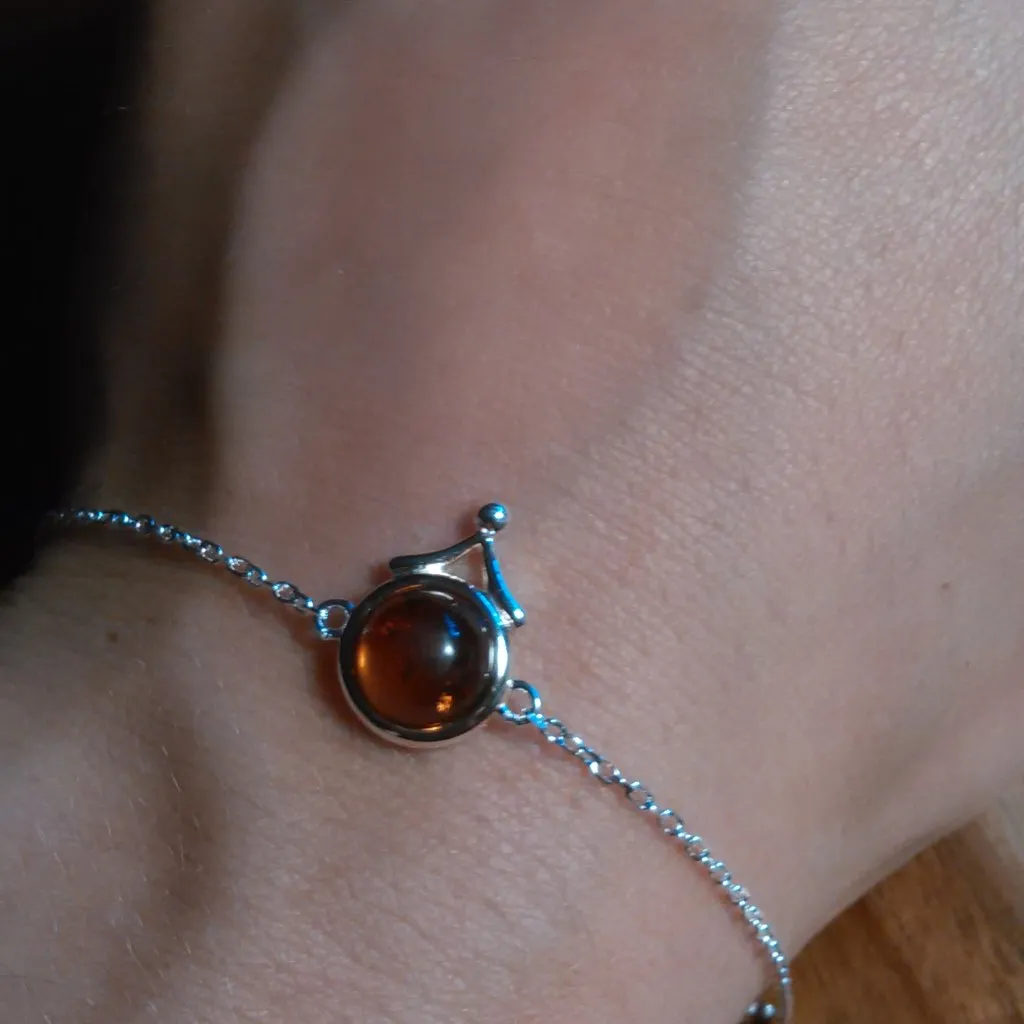 Baltic Amber Round Stone Sterling Silver Bracelet (6 Inch) - Image 11