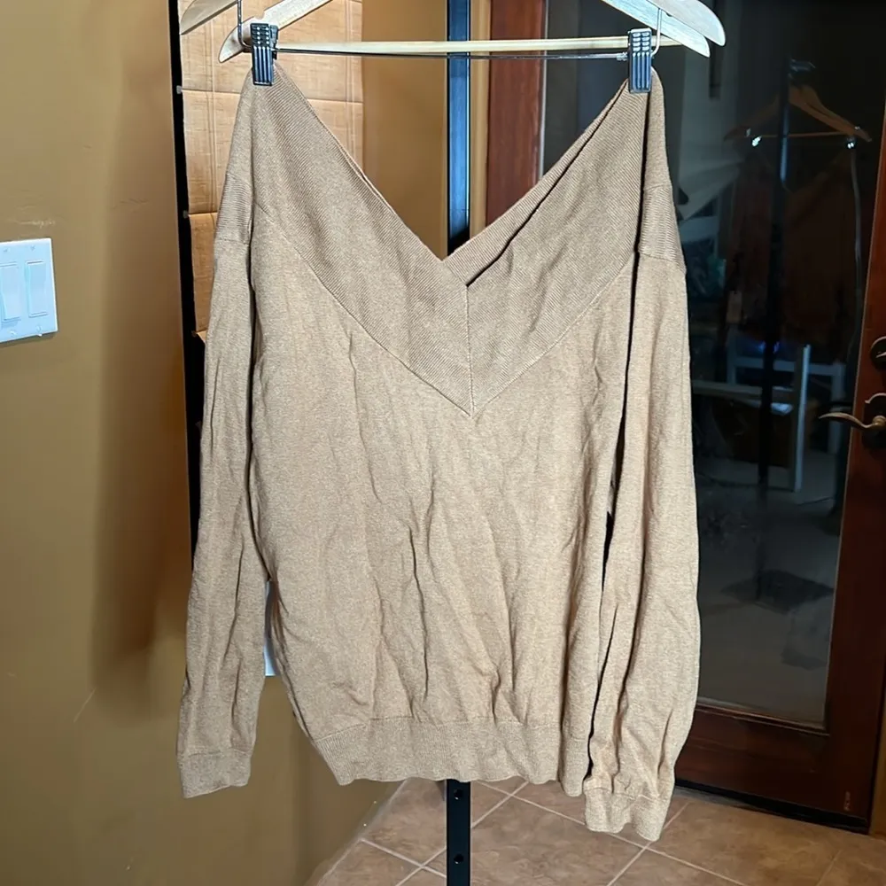 Leith Tan V Neck Wool Cotton Blend Sweater Size 2X NWT - Image 5
