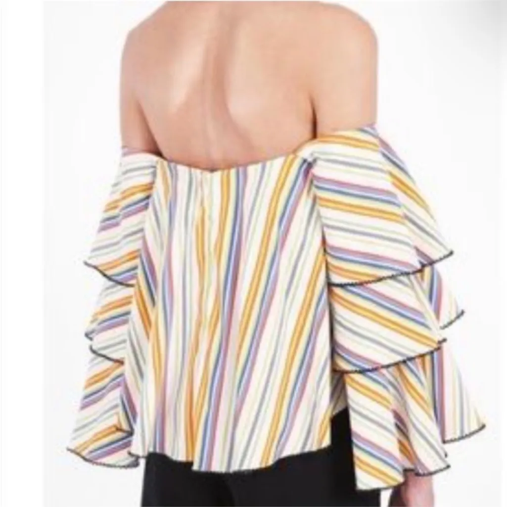 Caroline Constas Carmen Striped Ruffle Size XS Orange - Image 2