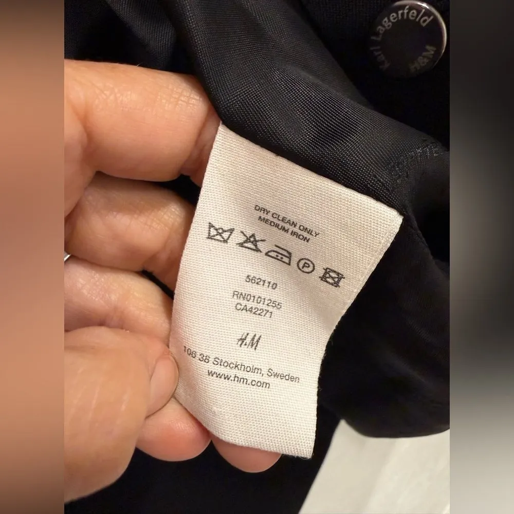 Karl Lagerfeld x H&M Black Wool Blazer Chain Button Women’s Size 8 EUC - Image 7