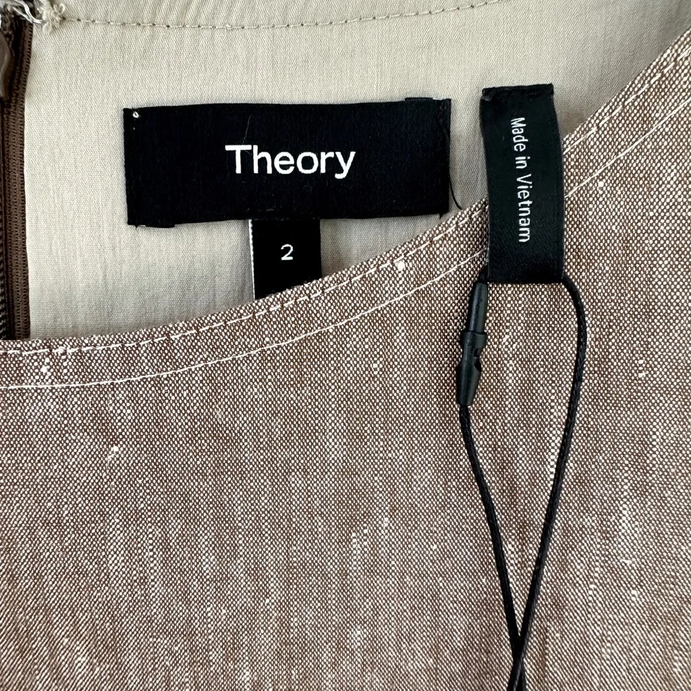 Theory Mod Sleeveless Bronze Linen Blend Shift Dress Size 2 NWT - Image 11